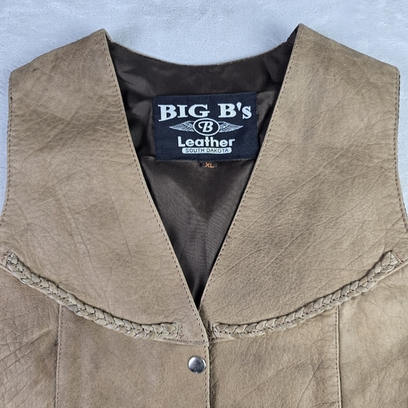 Big B’s Leather South Dakota Leather Motorcycle Vest with Side Laces Sz XL - Picture 3 of 6